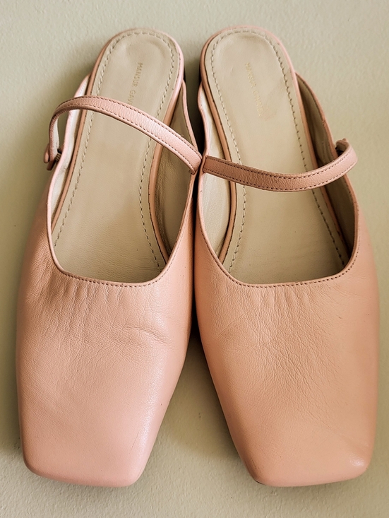 Mansur Gavriel Shoes - Mansur Gavriel Blush Pink Leather Mary Jane Ballerina Square Toe Mules